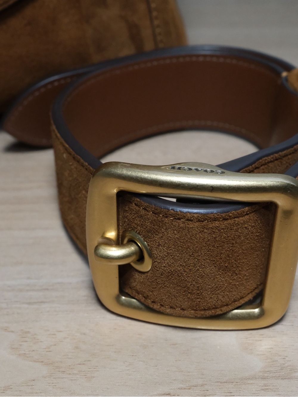 Coach Chestnut Brown Suede Turnlock Haversack Bag - Picture 3 of 16